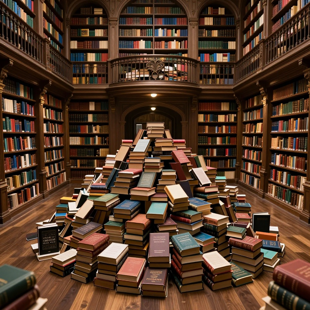 Illustration of a library of stories
